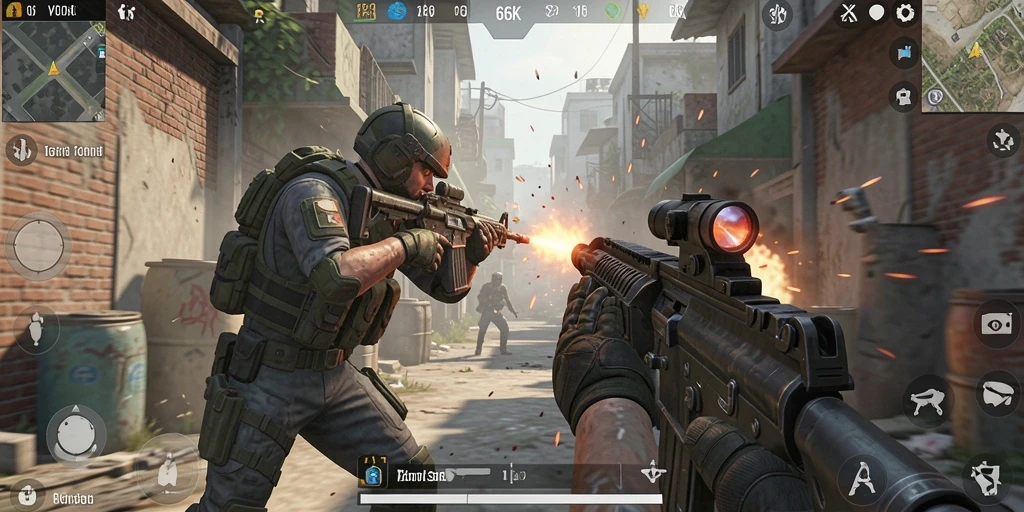 Tangkapan layar gameplay menampilkan serangan intens dan strategi tim dalam 66K.