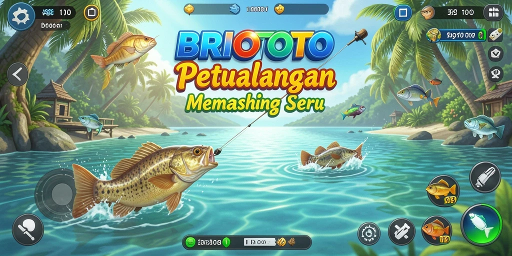 Tampilan gameplay seru dalam game memancing BRIOTOTO.