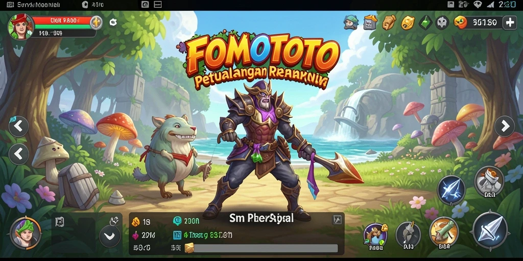 Screenshot gameplay FOMOTOTO yang menunjukkan aksi RPG yang mendebarkan.