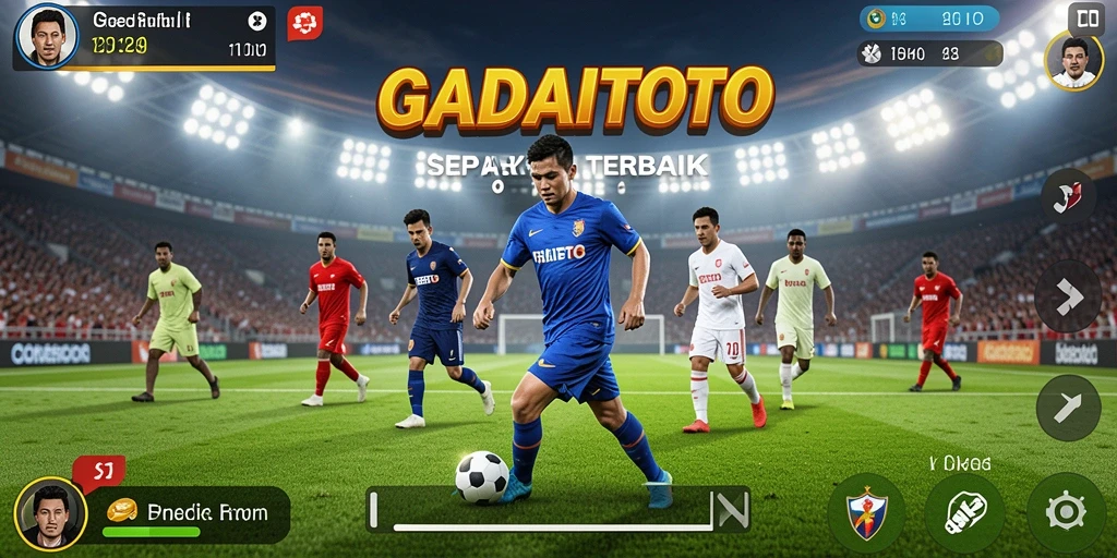 Screenshot GADAITOTO menampilkan aksi seru pertandingan sepak bola.