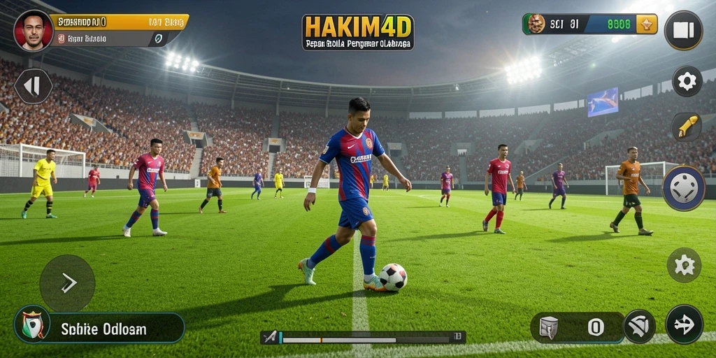 Tampilan gameplay HAKIM4D yang menarik dalam aksi sepak bola.