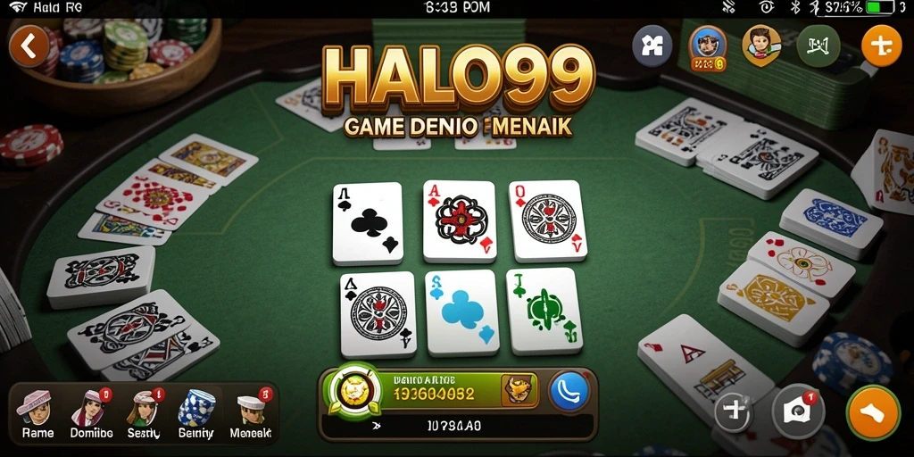 Screenshot menunjukkan gameplay seru HALO99 dengan kartu domino yang menarik.
