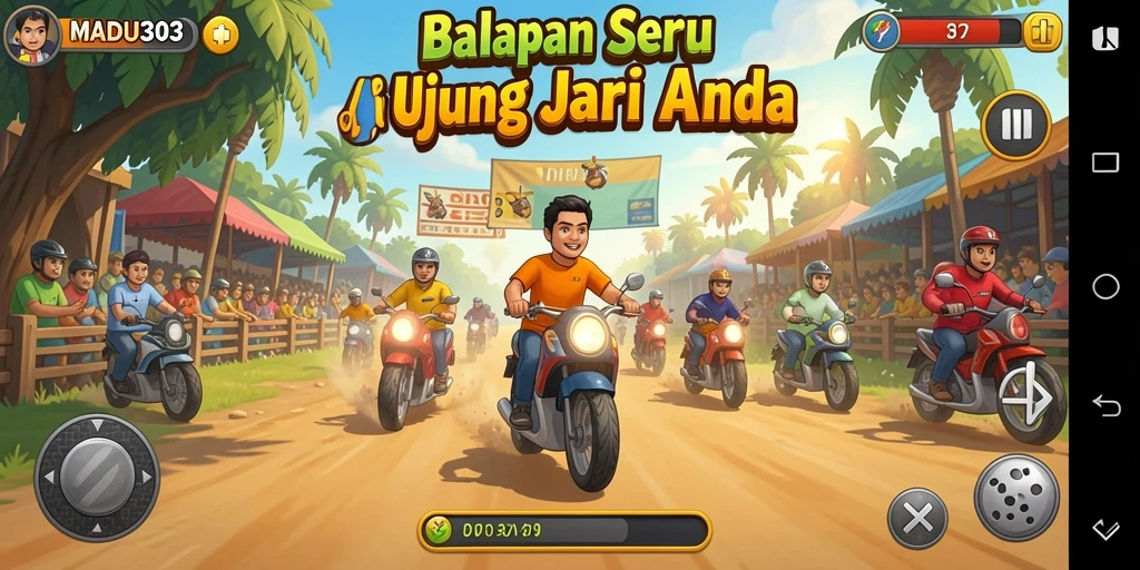 Gameplay seru balapan mobil di MADU303 dengan grafik yang menakjubkan.