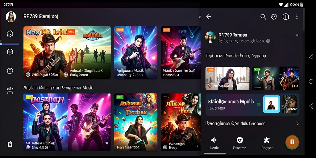 Tampilan aplikasi RR789 saat menampilkan gameplay musik yang interaktif.