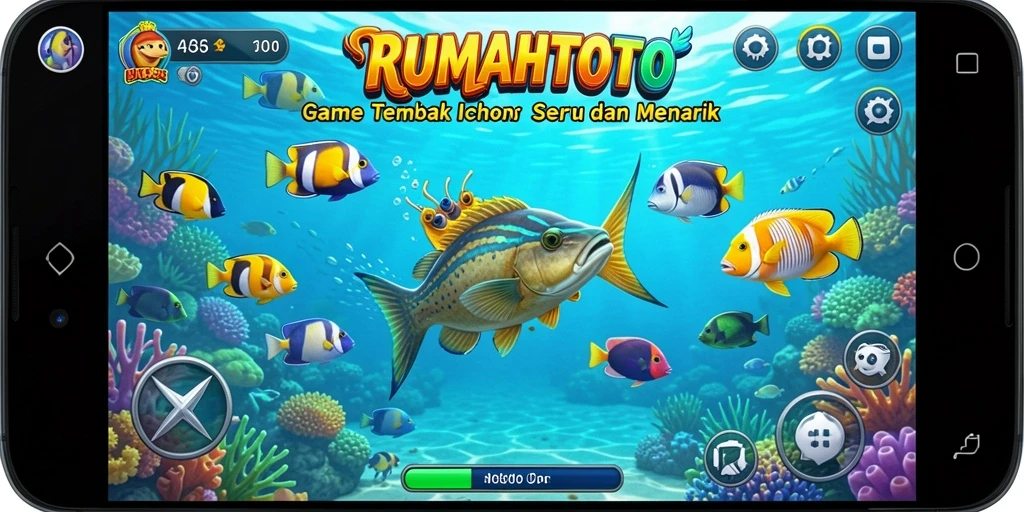 Gameplay RUMAHTOTO dengan visual memukau dan aksi tembak ikan.